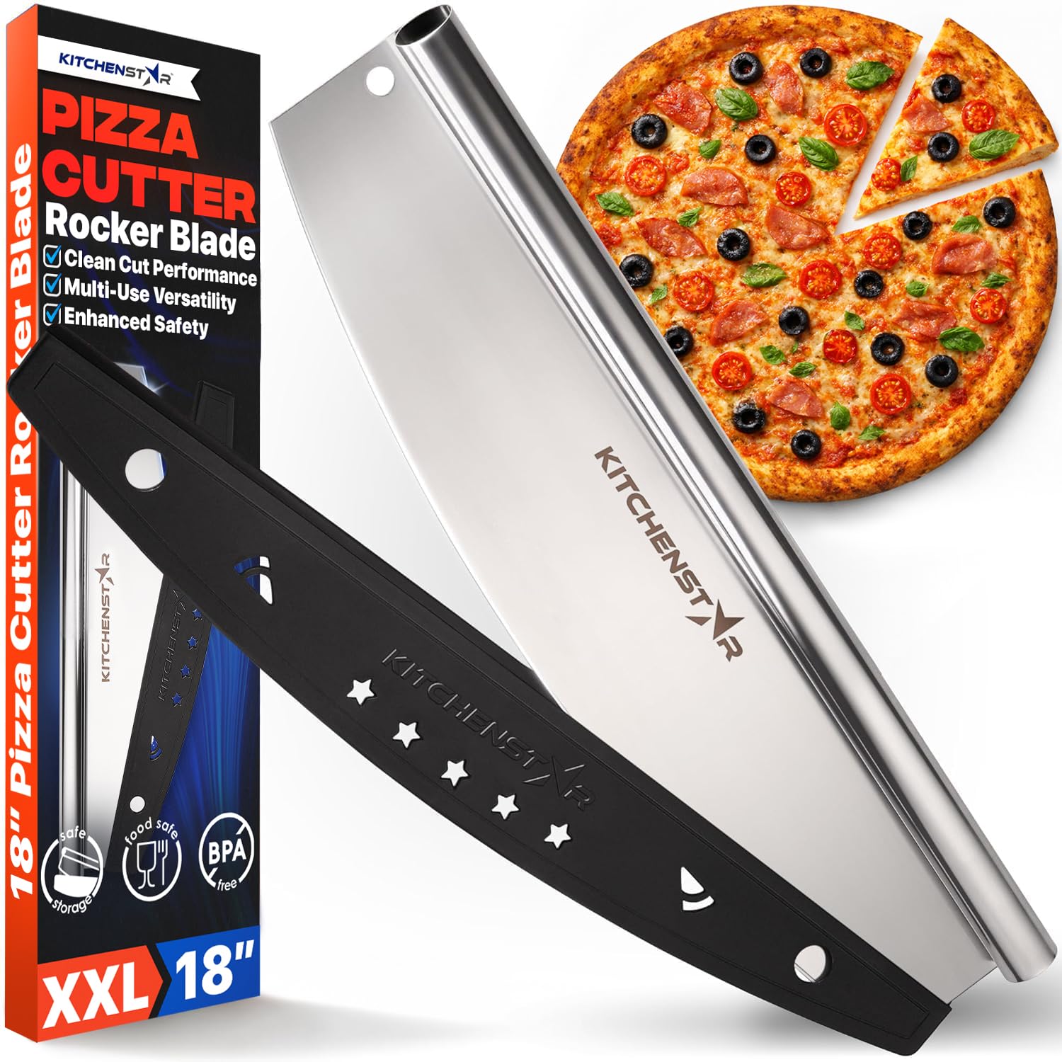 KitchenStar 18-Inch Pizza Cutter Rocker Blade