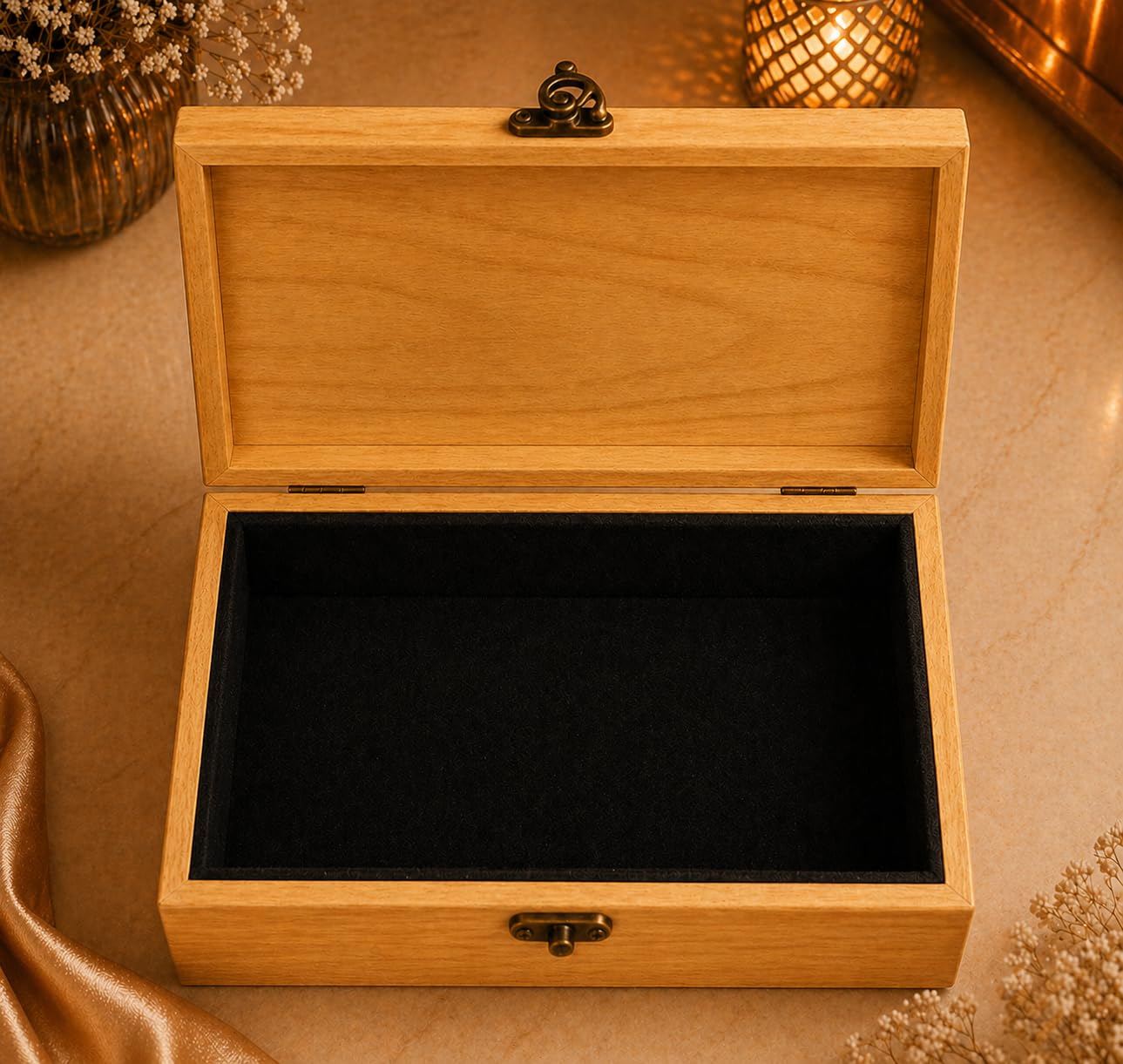 Joyero de madera personalizado para mujer, caja de almacenamiento de recuerdos grabada floral con cerradura, caja de recuerdos hecha a mano para anillos, aretes, collares