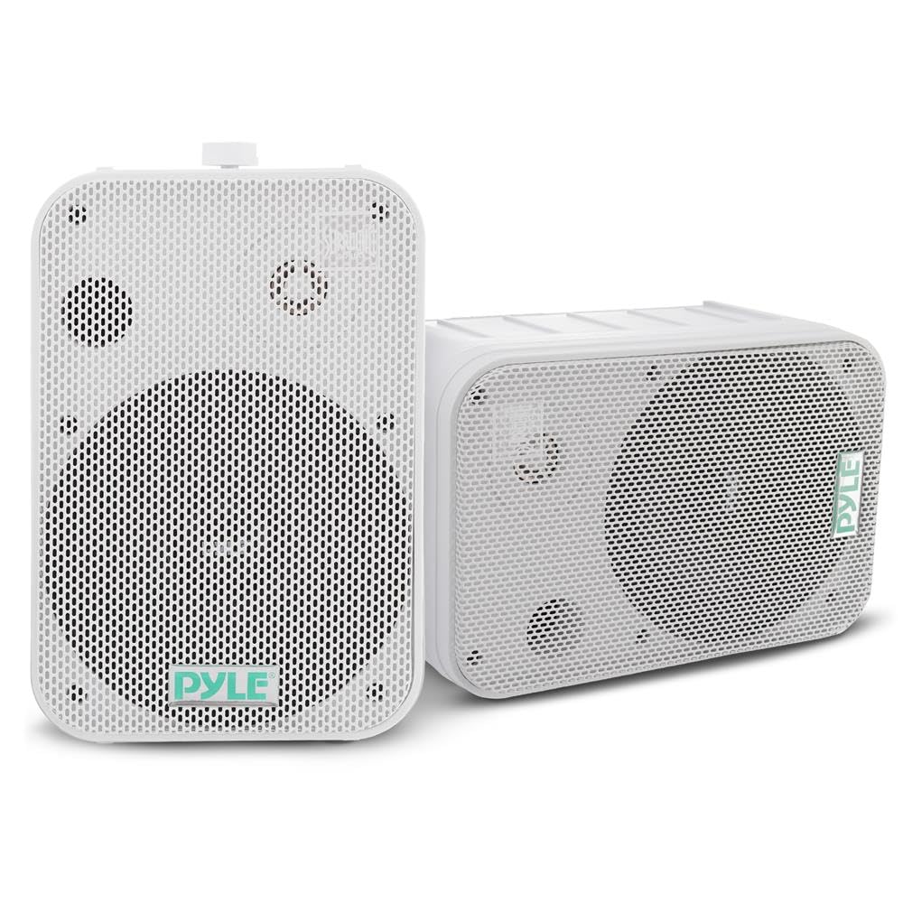 Pyle par de Altavoces de Pared, Techo, IImpermeable, Exteriores, Interiores, Par de 3.5” de 3 vias, Activo, Pasivo