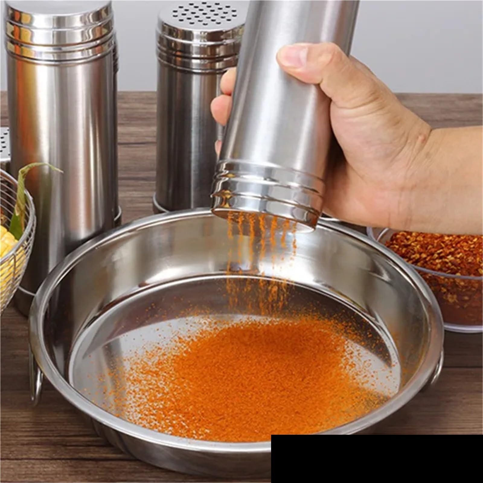 Juego de tarros Especias Acero Inoxidable 2 Piezas para Casa | Contenedor de condimentos, organizador de cocina, sal, pimienta, barbacoa, tarro de azúcar, botellas con sabor(5X7CM-B)