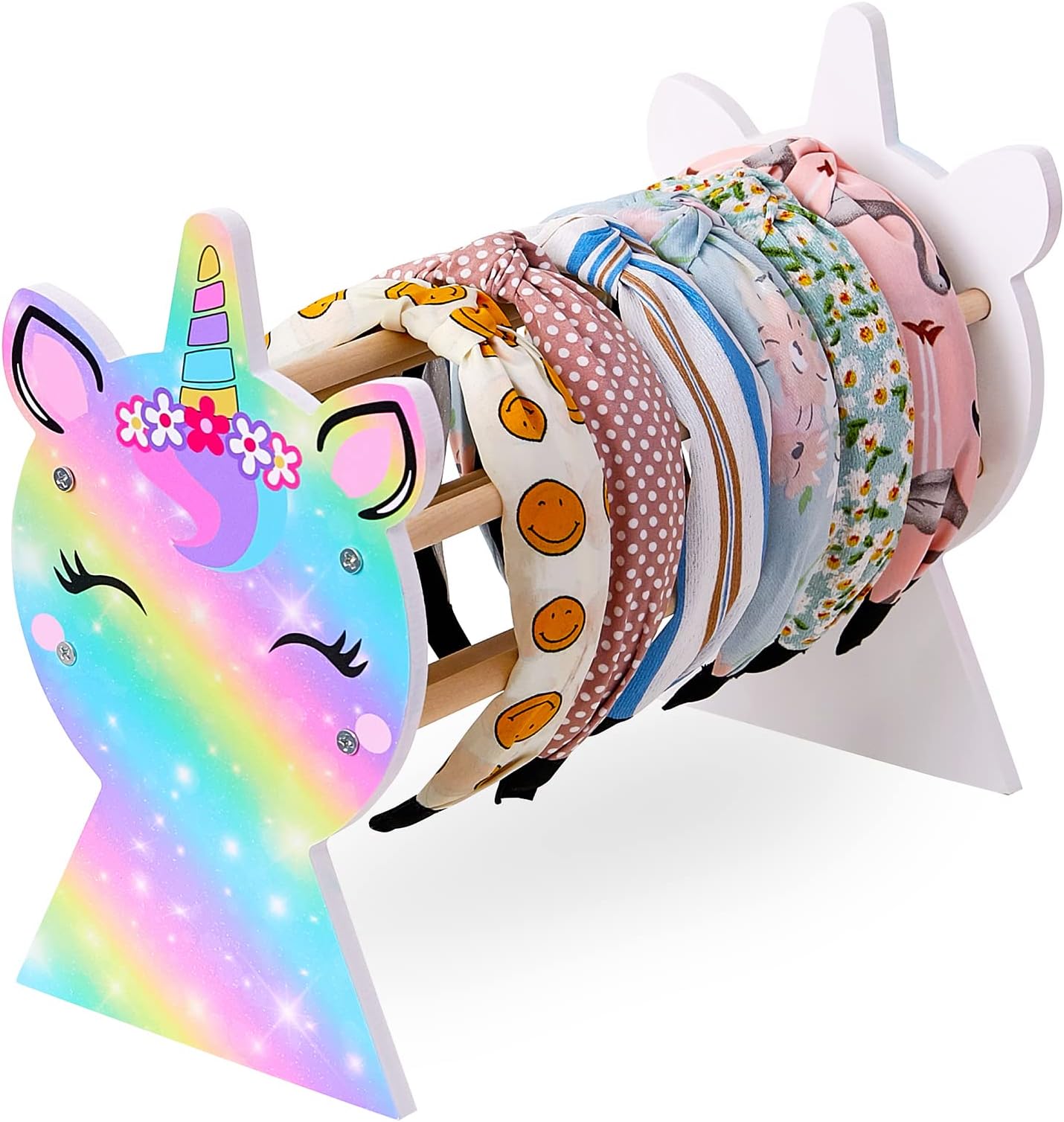 Basumee Girls Headband Holder Organizer Hair Hoop Headband Display Stand Unicorn Hairband Stand Organizer Headband Storage Home Room Decors for Girls, Rainbow