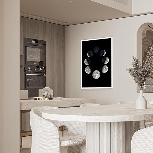 Miniatura 6 de Viokalt Pósteres modernos minimalistas de lienzo de eclipse lunar, fases lunares fundibles, arte de pared, diseño de luna en blanco y negro,