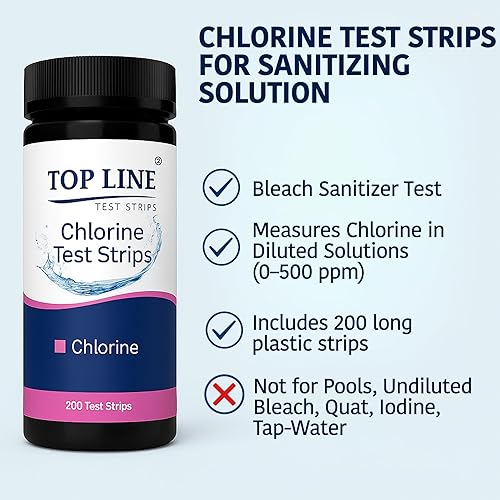 Miniatura 2 de 200 tiras reactivas de cloro para servicio de alimentos de 0 a 500 ppm (paquete de valor) - Tiras de prueba de desinfectante de blanqueador para