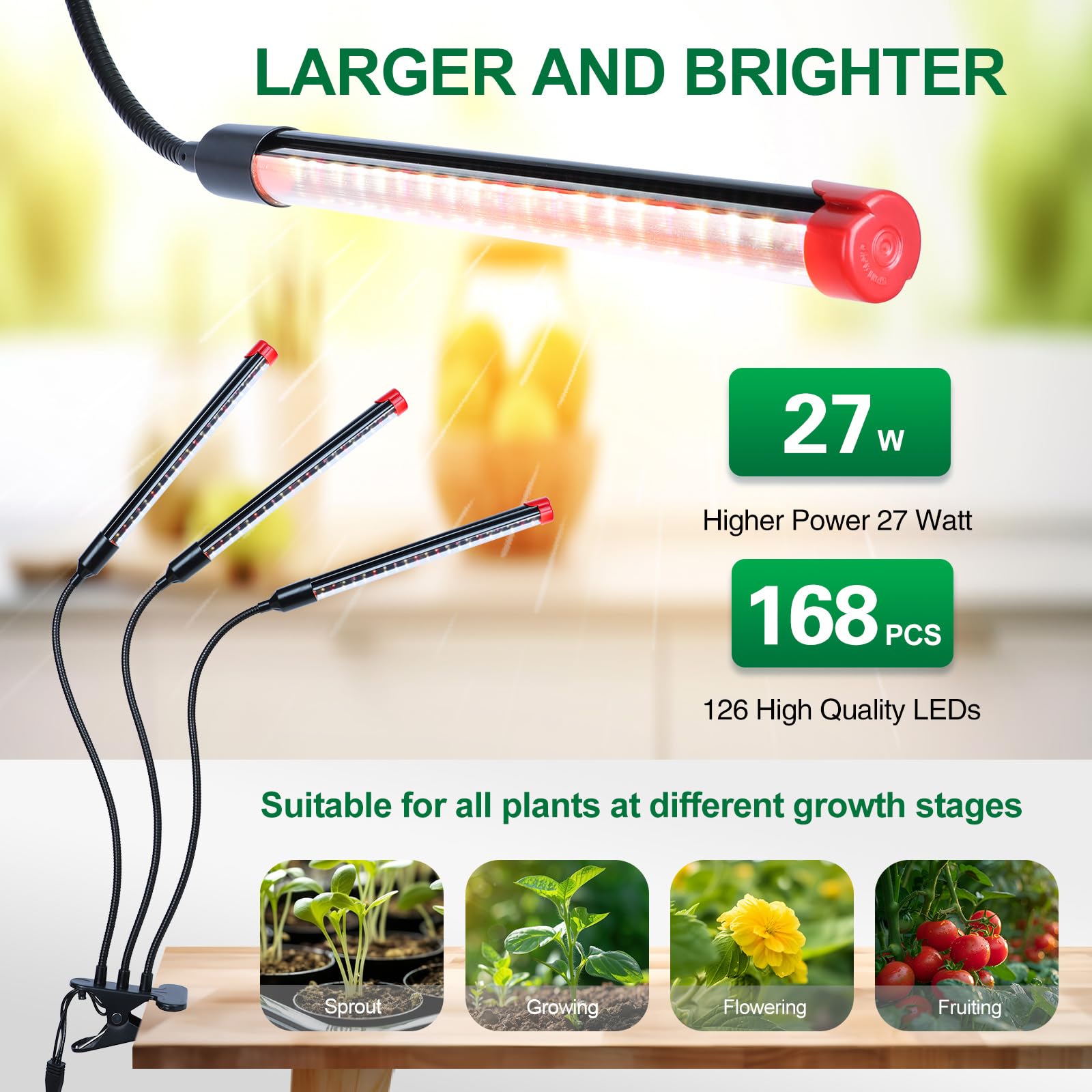 FRGROW Lampada da Coltivazione per Piante Interno, per Indoor, grow light full spectrum, Luce di Coltivazione A Spettro Completo 3000K/5000K/660nm, 3 Modalità 10 Luminosità Con Timer