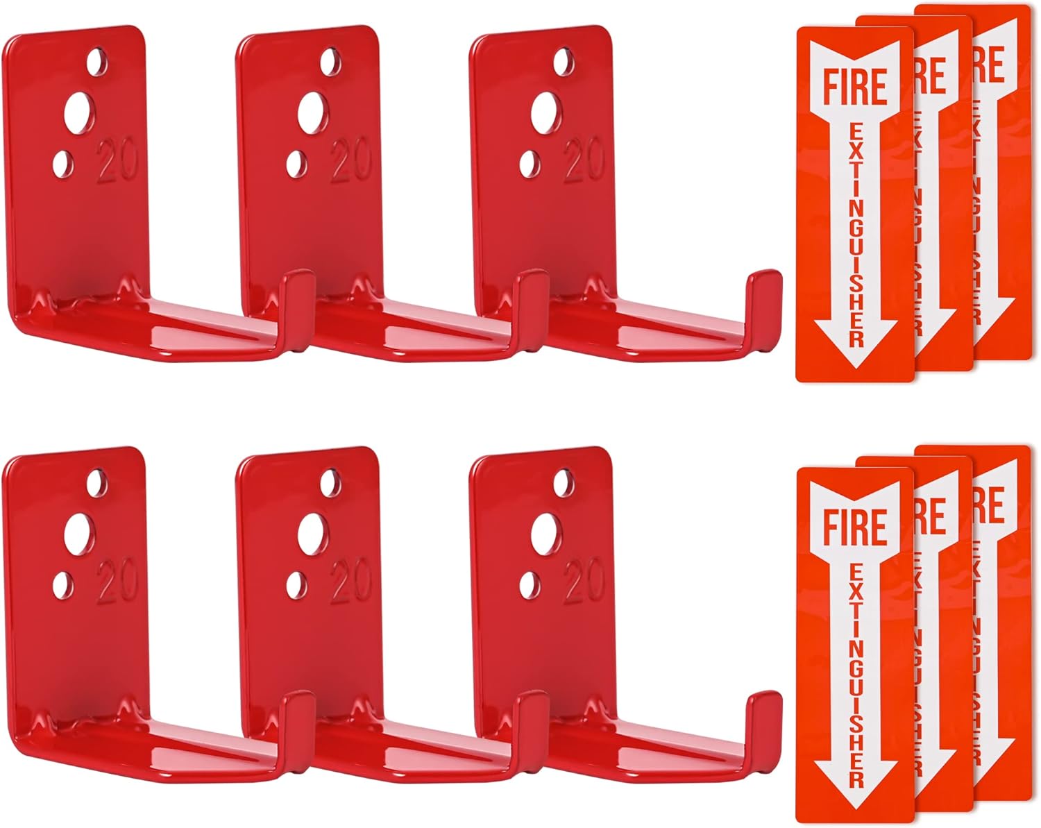 6 Pieces Fire Extinguisher Holder Extinguisher Mount and 6 Pieces Fire Extinguisher Signs