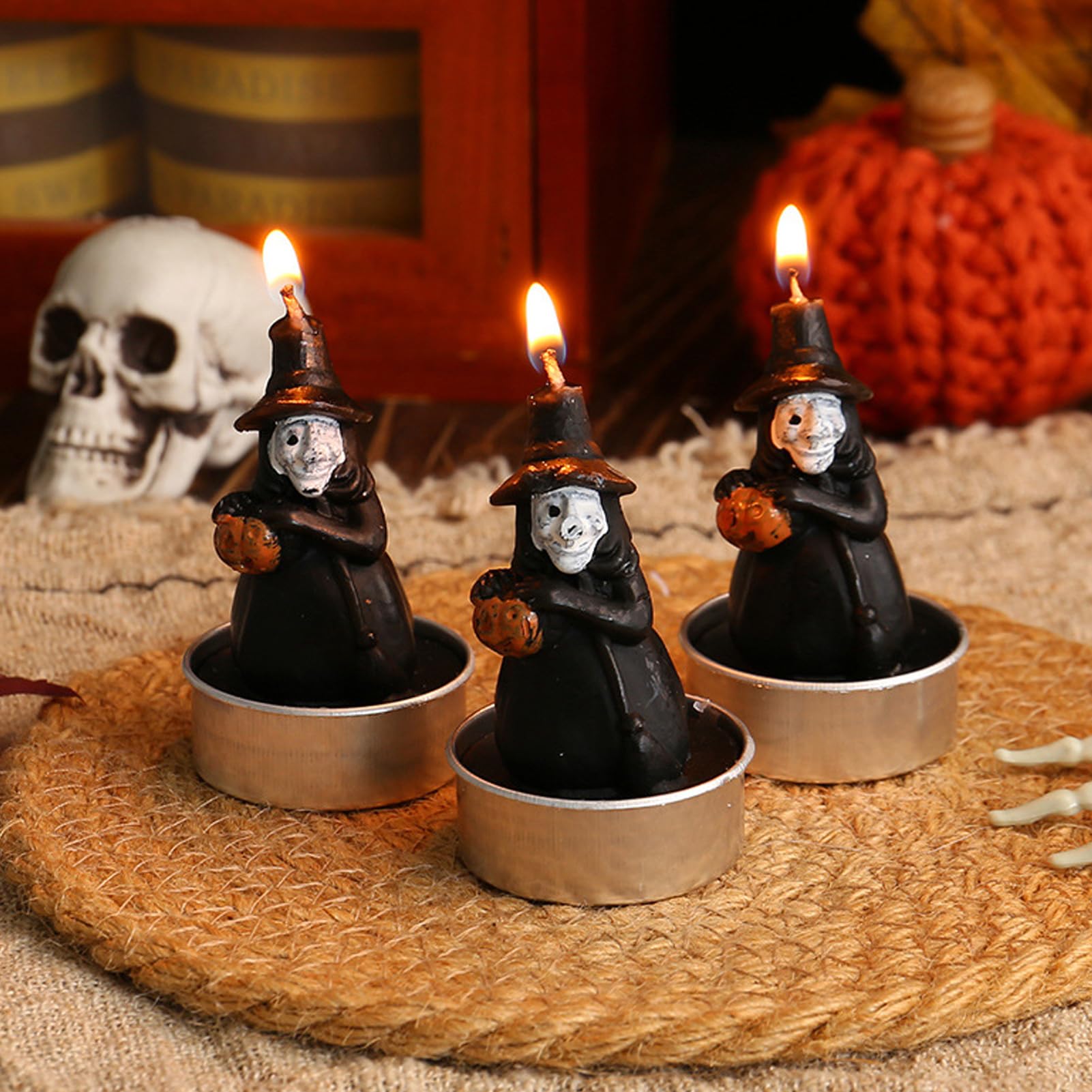 Britimes Halloween-Boo Holzscheiben – 3-teiliges Tischdeko-Set Mit Geistern, Hexen Und Schwarzen Katzen