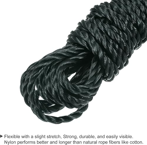 Miniatura 4 de MECCANIXITY Twisted Mason Line - Cuerda de nailon color negro, 26.2 ft26 pies de diámetro de 0.157 in de diámetro para redes, paisajismo, mejoras