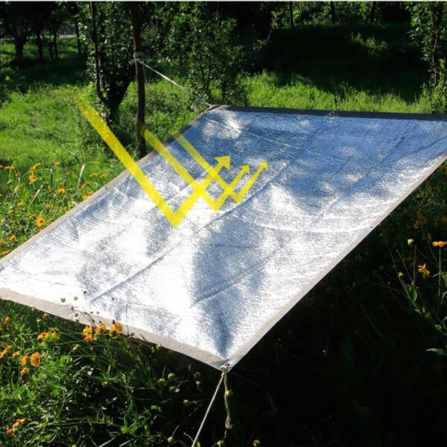 Reflective Sun Shade Net 99% Block Aluminum Foil Mesh 6.6'x6.6' 10'x10' 10'x13' 10'x20' 20'x26' Sunblock Shade Cloth Cover Mesh for Garden Greenhouse Cover(6.6'x6.6'/2x2.0m)