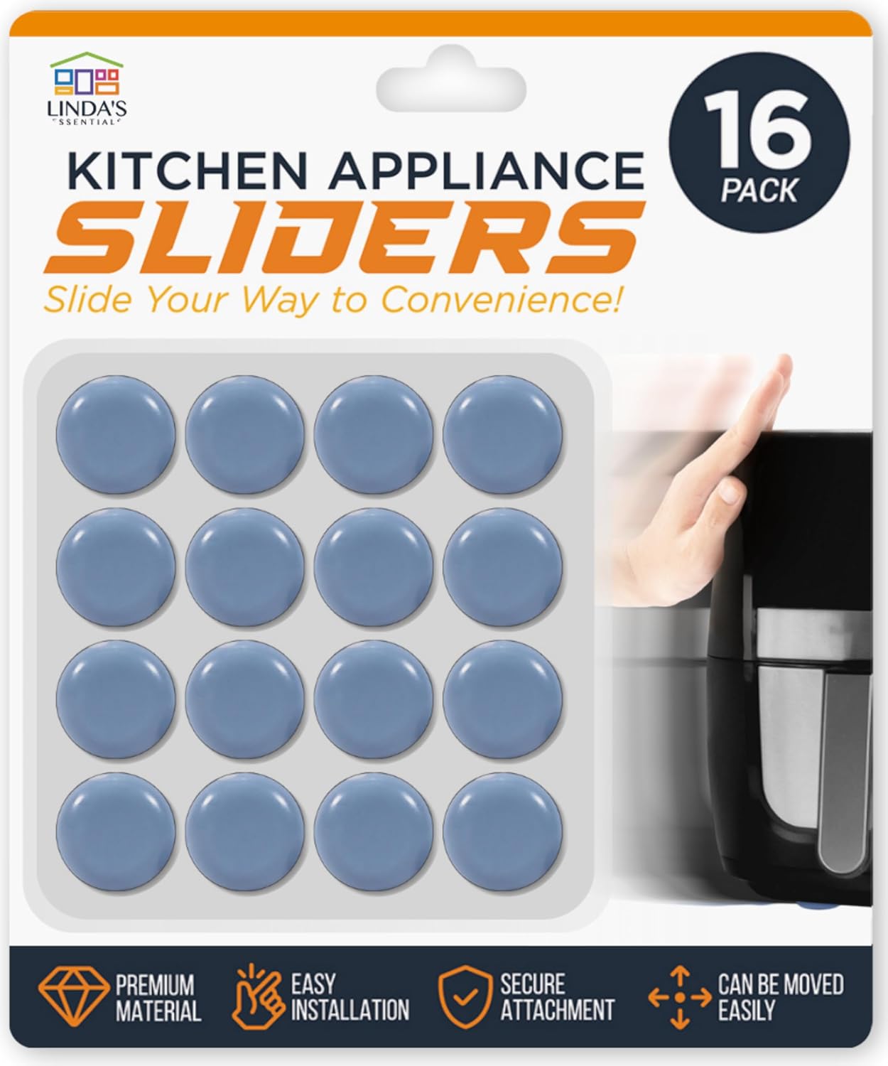 Product image of Appliance Sliders for Kitchen Appliances (16 Pack) - Self Adhesive Small Appliance Slider for Kitchen Use, Small Furniture Sliders, Effortlessly Moves Your Coffee Makers, Blenders, Air Fryers & More