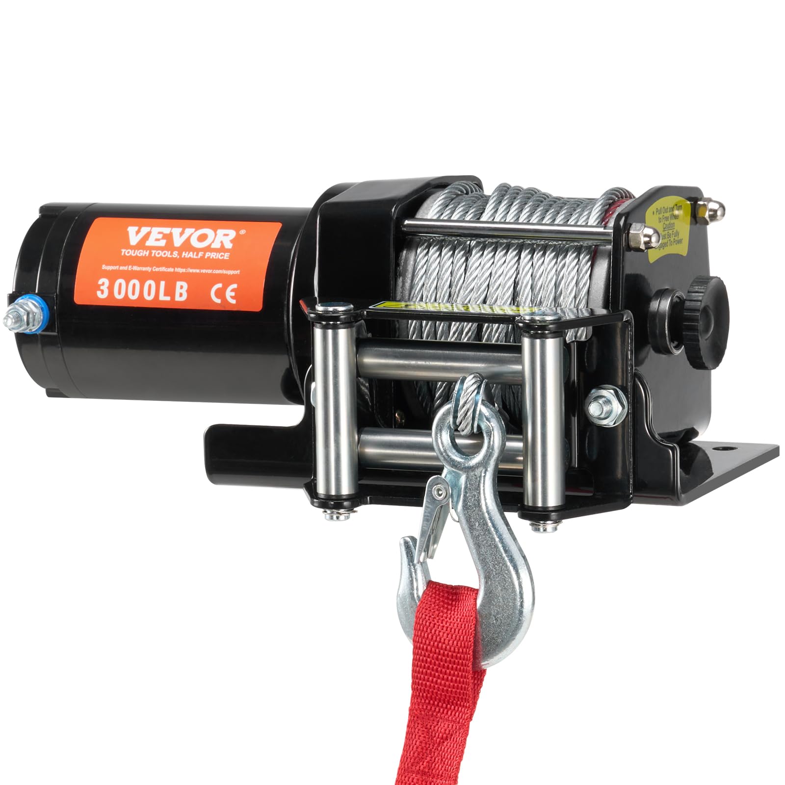 VEVOR Wciągarka ATV, elektryczna wciągarka 1,360 kg, 12 V, mała wciągarka ATV UTV, ze stalową rolką linową 3/40.6 cm x 12 m, przewodowy pilot zdalnego sterowania, wodoodporność IP55, do holowania