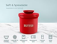 Vista 6 de KooK Vajilla de mantequilla con tapa, mantequilla suave para untar, recipiente de mantequilla francés de cerámica para dejar en la encimera