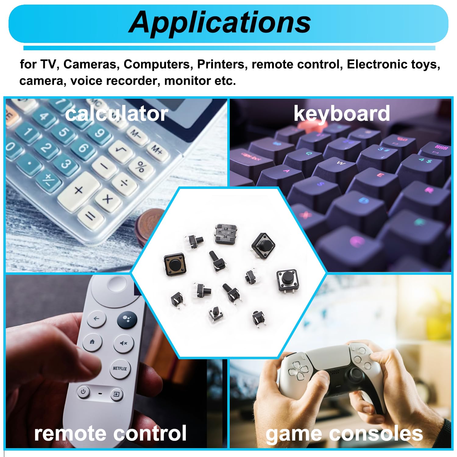 Amazon.co.jp: TWTADE 250個 4ピン 触覚プッシュボタンスイッチ