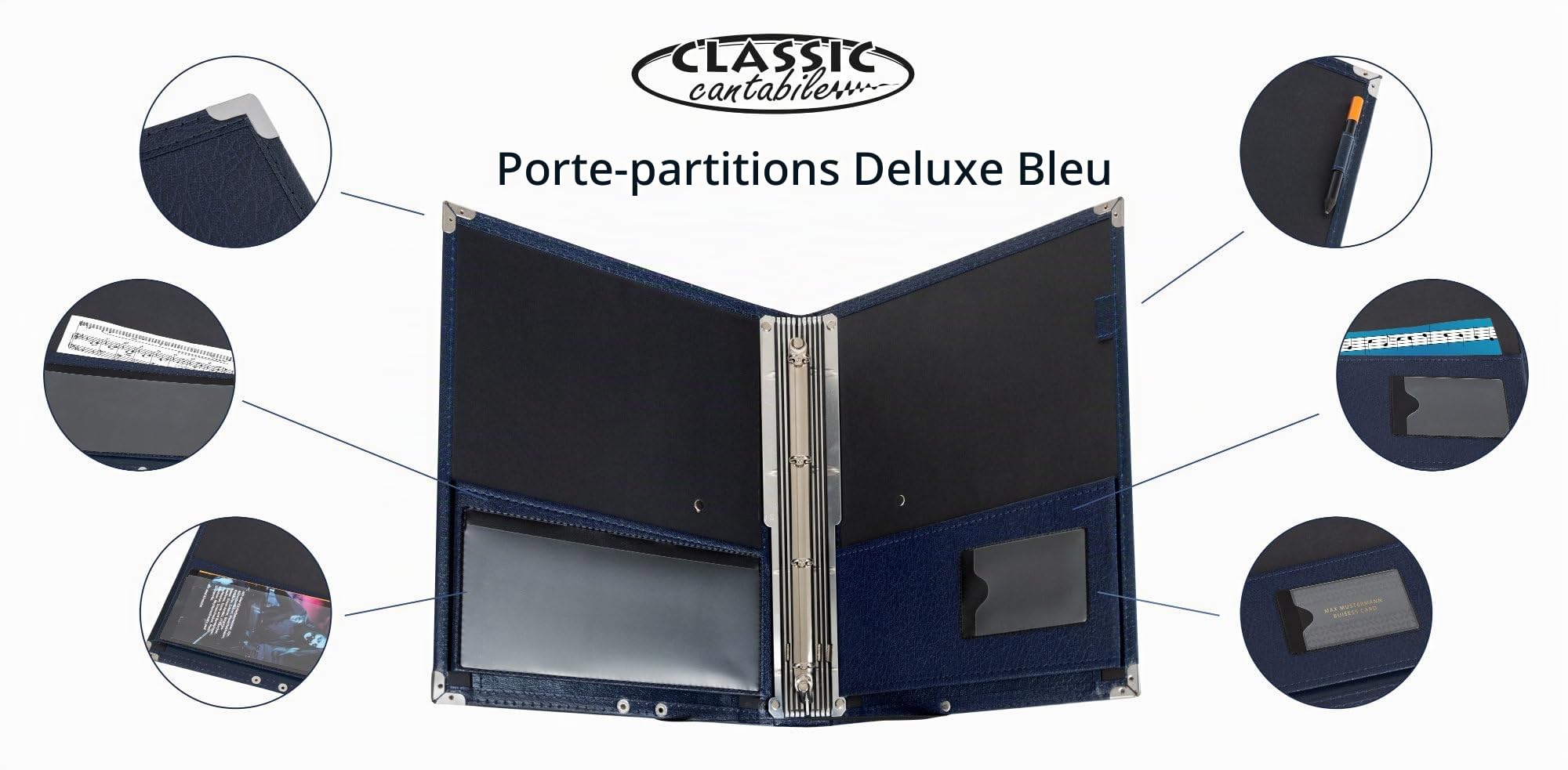 Classic Cantabile Pochette à Partitions Deluxe Bleue Lot de 5, 335 x 280 mm