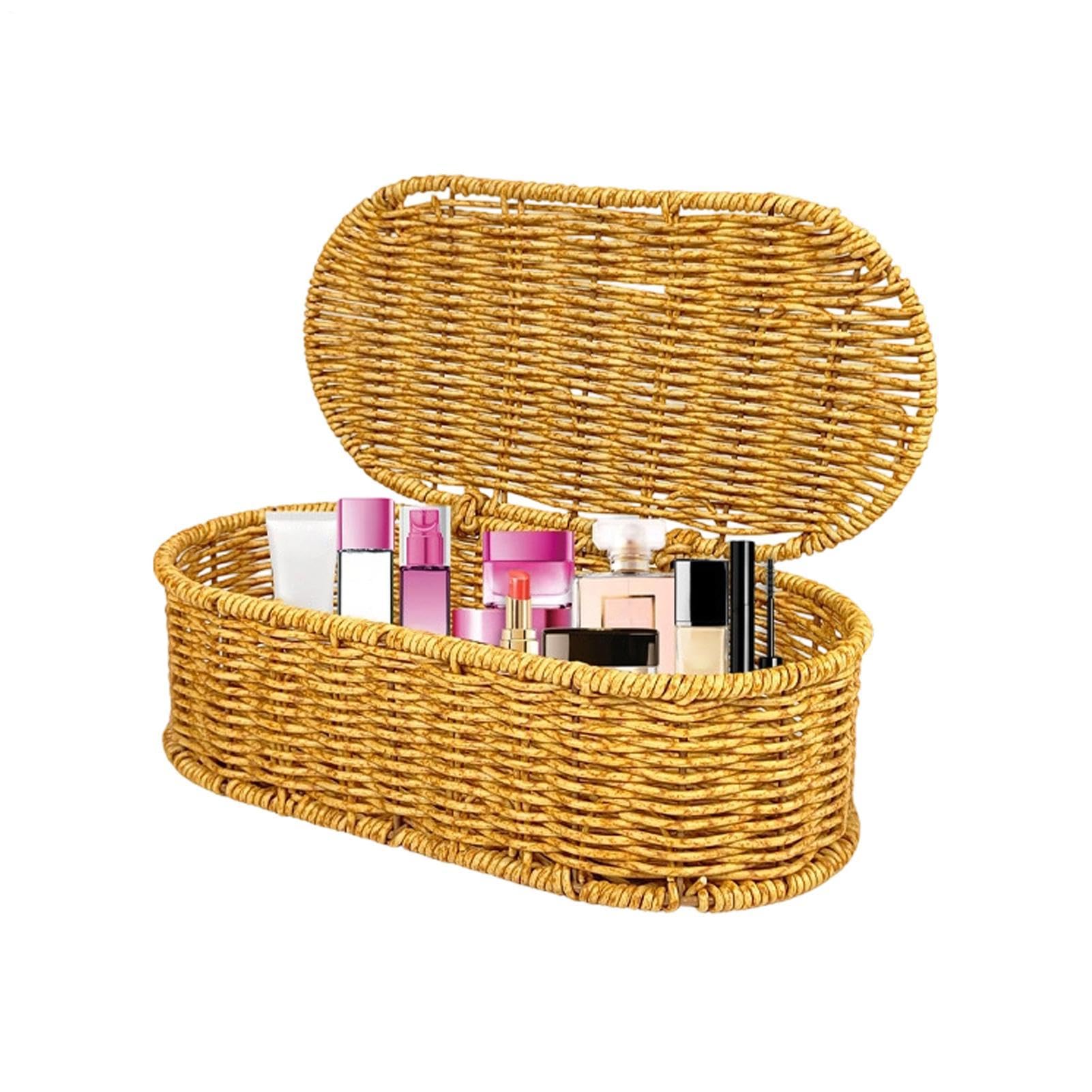 Panier d'organisation avec couvercle synthétique pour tiroir et maquillage