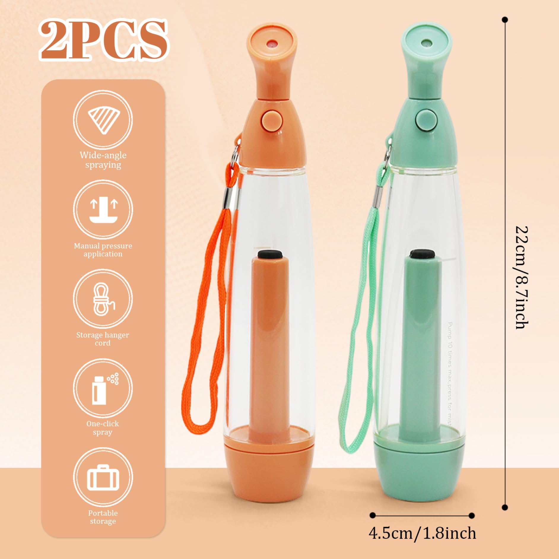 2 botellas pulverizadoras de agua manuales recargables, pulverizadores de plástico portátiles para refrescar la cara y el cuerpo, pequeña botella pulverizadora de viaje