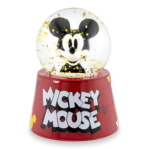 Silver Buffalo Disney Classics Mickey Mouse Icon Toss Logo Boxed 45mm Light Up Snow Globe