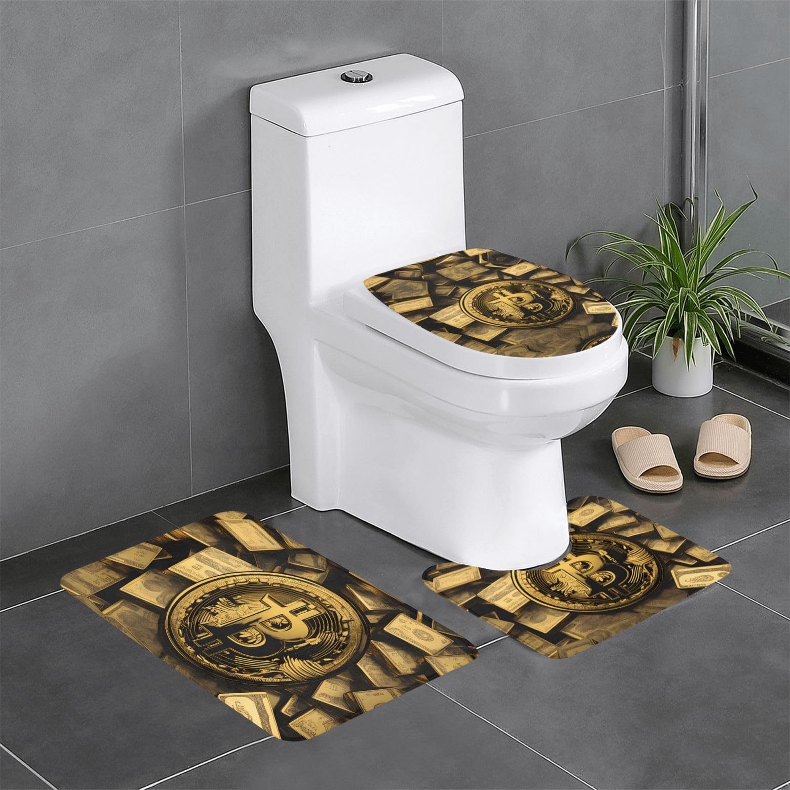 Tapis de salle de bain antidérapants aux finitions dorées élégantes de luxe
