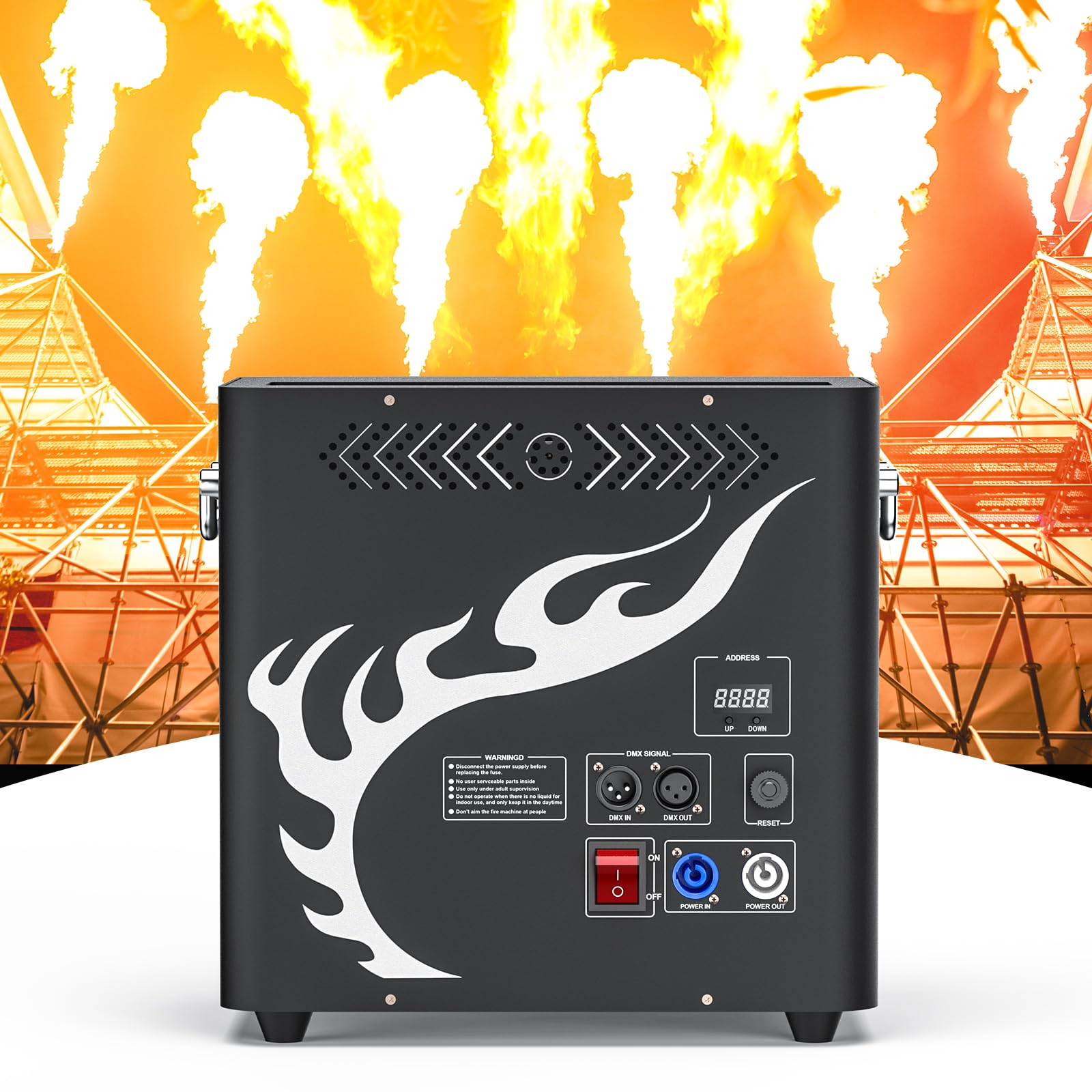 Lanciafiamme, 300 W, proiettore a fiamma Triple Head con accensione a impulsi, controller DMX512, DJ Jet Flame Machine per Natale, Halloween, feste ed eventi sportivi