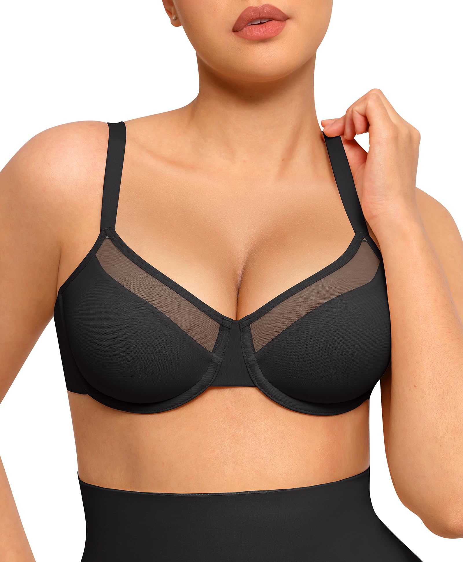 FeelinGirl Minimizer Bras for Women with Supportive: Underwire Unlined Full Coverage Everyday Bras Mesh Bra