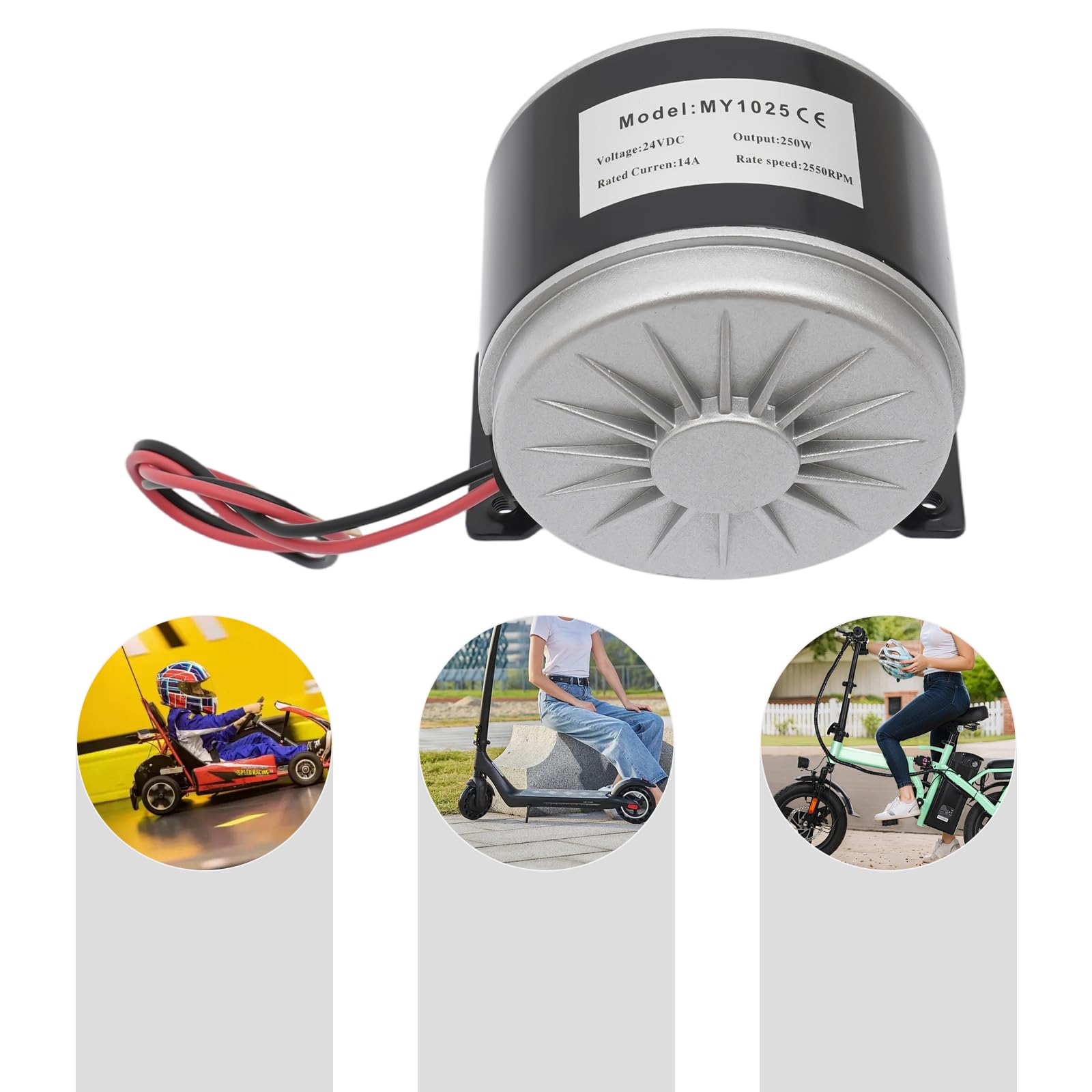 Motor eléctrico de 250 W, 24 V CC, 2550 rpm, 14 A, cobre puro, rueda dentada de 11 dientes (25 H) reversible, rodamiento de precisión para scooters eléctricos, bicicletas eléctricas, minimotos y