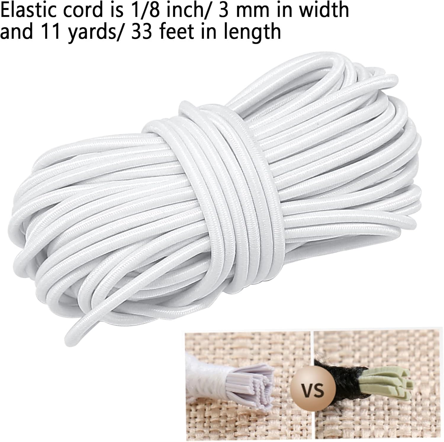 FQTANJU 11 Yards 1/8 Inch Elastic Cord Stretch String + 25 pcs Single Hole Cord Locks Spring Toggle Stopper for Drawstring, Paracord, Shoelaces, Clothing, Backpack, Bags(White)
