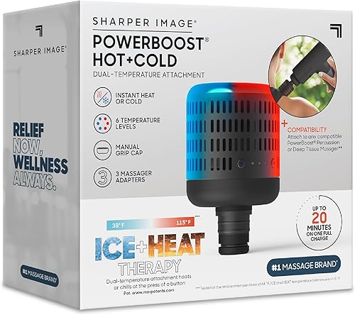 Miniatura 7 de Sharper Image® Powerboost Accesorio de Pistola de Masaje de Doble Temperatura Caliente + Fría - Calor y Frío Instantáneos, 6 Niveles de Temperatura