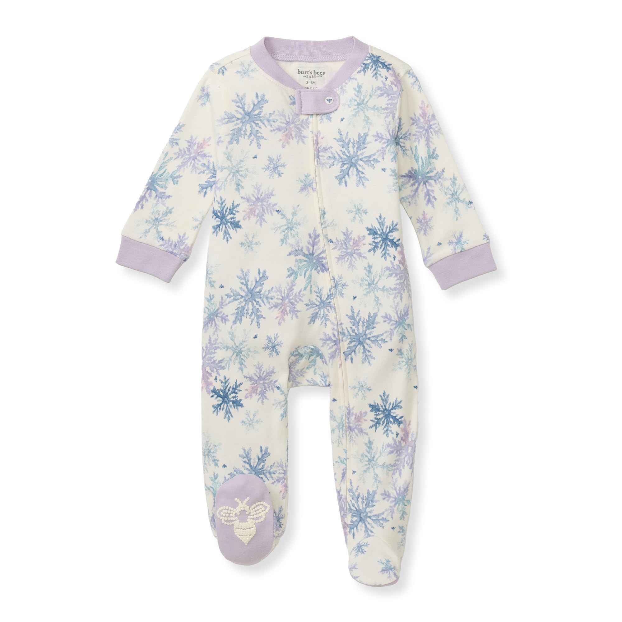 Burt's Bees Baby Girls Footed One-Piece Pajamas, Sleep and Play Loose Fit, 100% Organic Cotton, Sizes NB to 6-9 Months