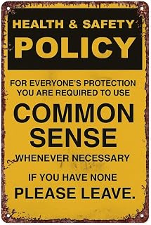 Health & Safety Common Sense Sign Interesting Metal Sign For Home Bedroom Bar Office Wall Decoration Measures 12x8 Inch