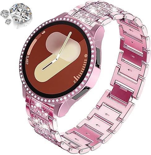 Vista 27 de Correas compatibles con Samsung Galaxy Watch FE / 5/4 de 1.575 pulgadas, correa de metal con diamantes de imitación brillantes de 0.787 pulgadas