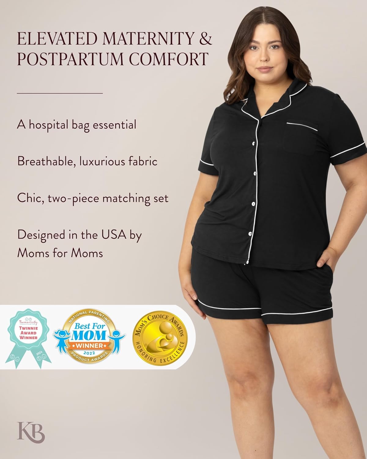 Kindred Bravely Clea Maternity Pajamas & Postpartum Lounge Sets for Women, Short Sleeve Nursing Pajamas
