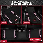 Rubbermaid Car Floor Mat Heavy Duty All Weather Car Floor Mats Complete Set with Dual Tone Pink Aluminum Inserts - Universal Fit, Backrest