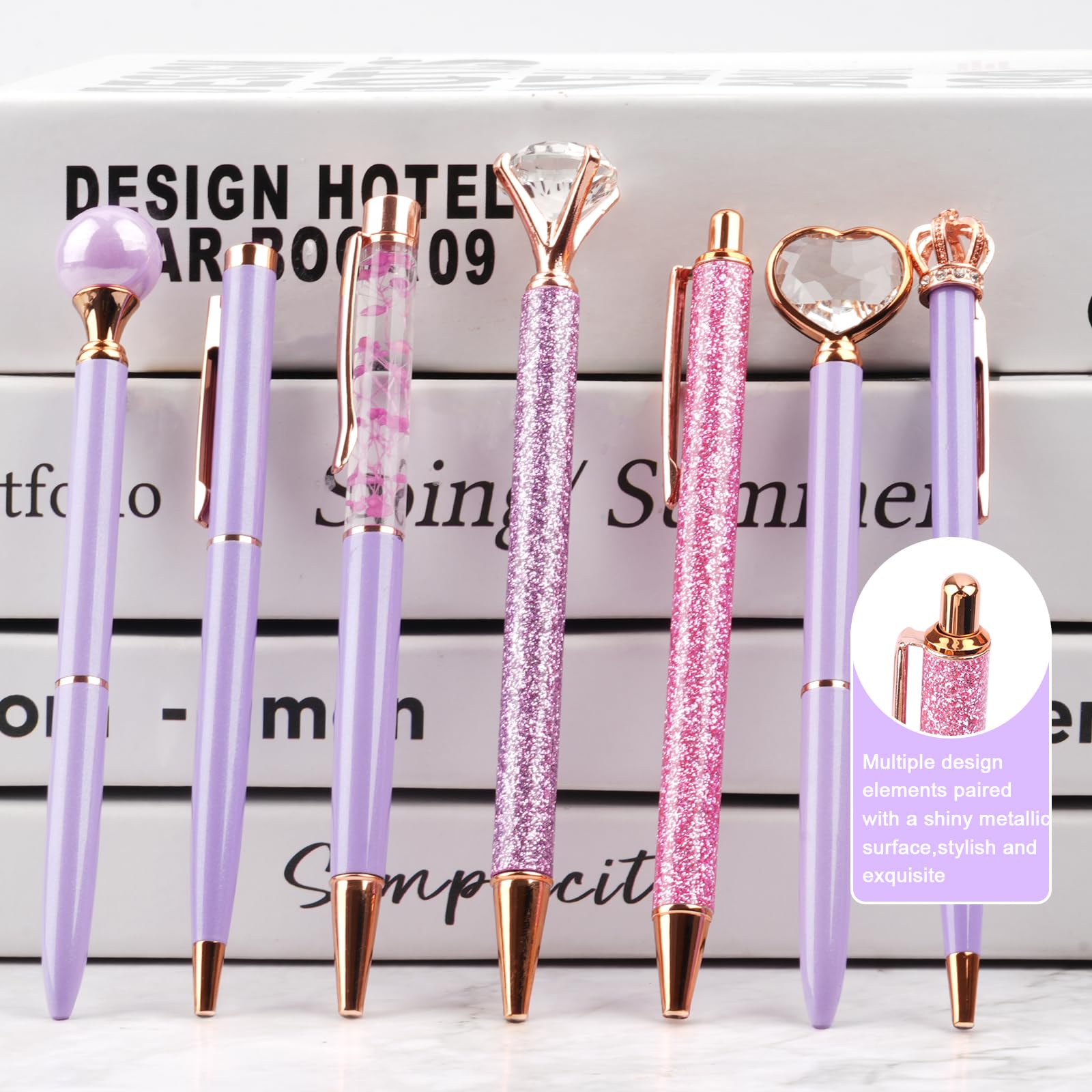 Kugelschreiber Set Roségold - 6 Stück Mit Diamant Für Frauen