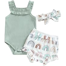 Newborn Baby Girl Summer Clothes Boho Infant Sleeveless Romper Bodysuit Shorts Headband 3Pcs Outfits