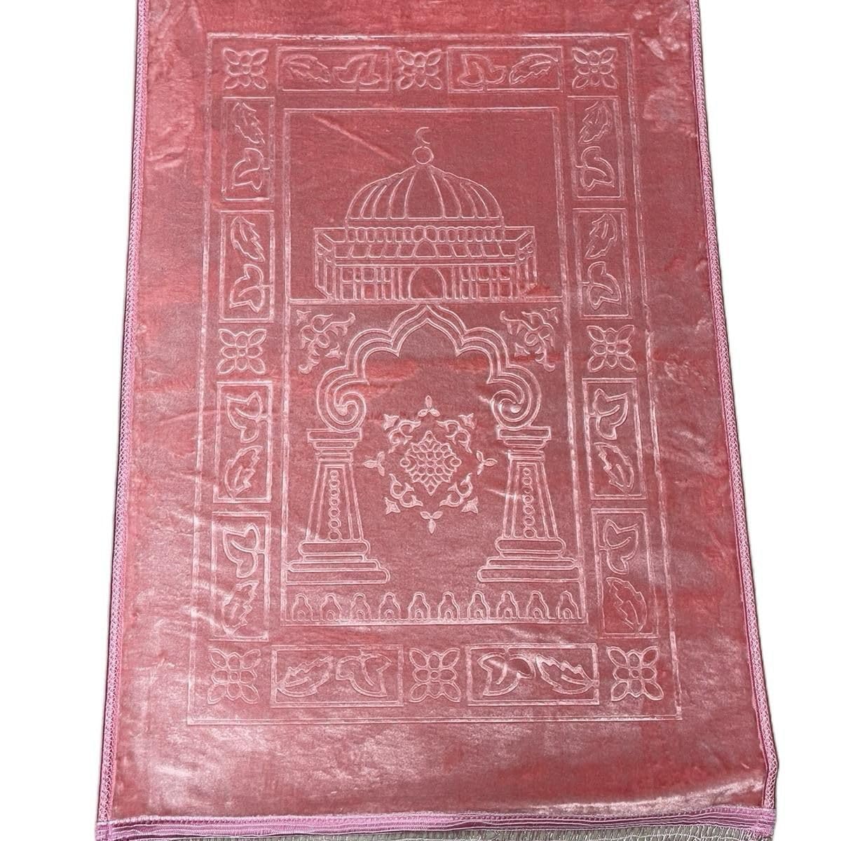 Tapis de prière musulman rose antidérapant et rembourré Musalah 120x80 cm