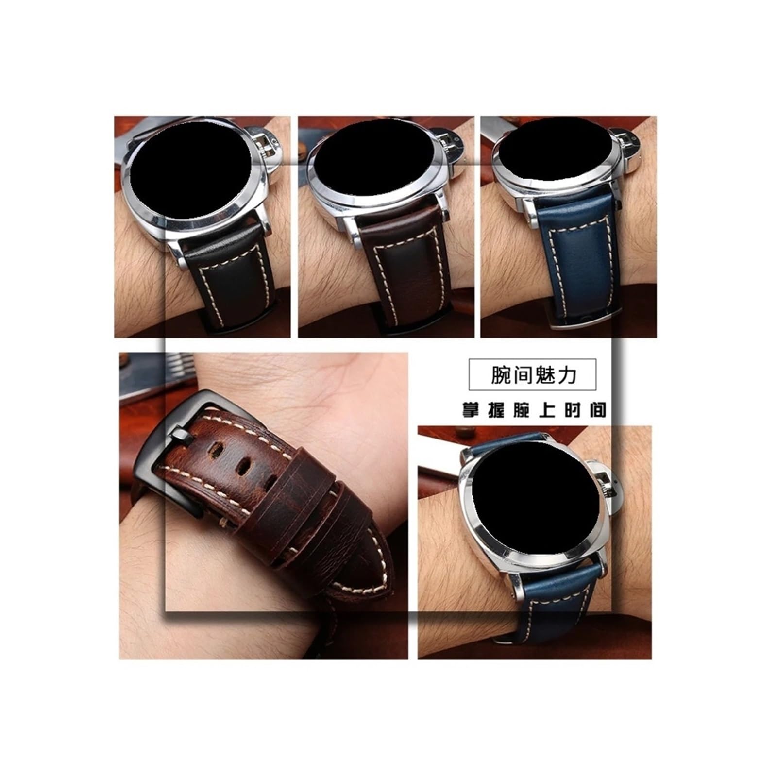 Correa de reloj de cuero retro Compatible con relojes de pulsera Compatible con Panerai/Seiko/Tissot for hombre