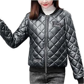 Women's Solid Color Fleece Zip Ups for UK Women's Autumn Coat Plus Size Loose Small Padded Jacket Coat And Fashionable Short Cotton Coat Long Sleeve Pocket Coat Cotton Fleece Collar Jacket