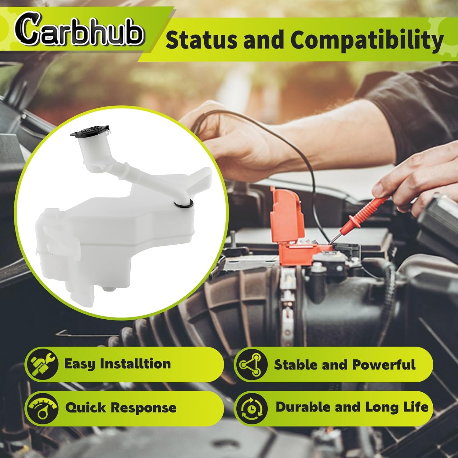 Carbhub Windshield Washer Fluid Reservoir Tank Bottle w/Pump & Pipe Compatible with Toyota Sienna 2.5L 2021 2022 2023 Replace 85315-08040 85301-08010 853300-E030