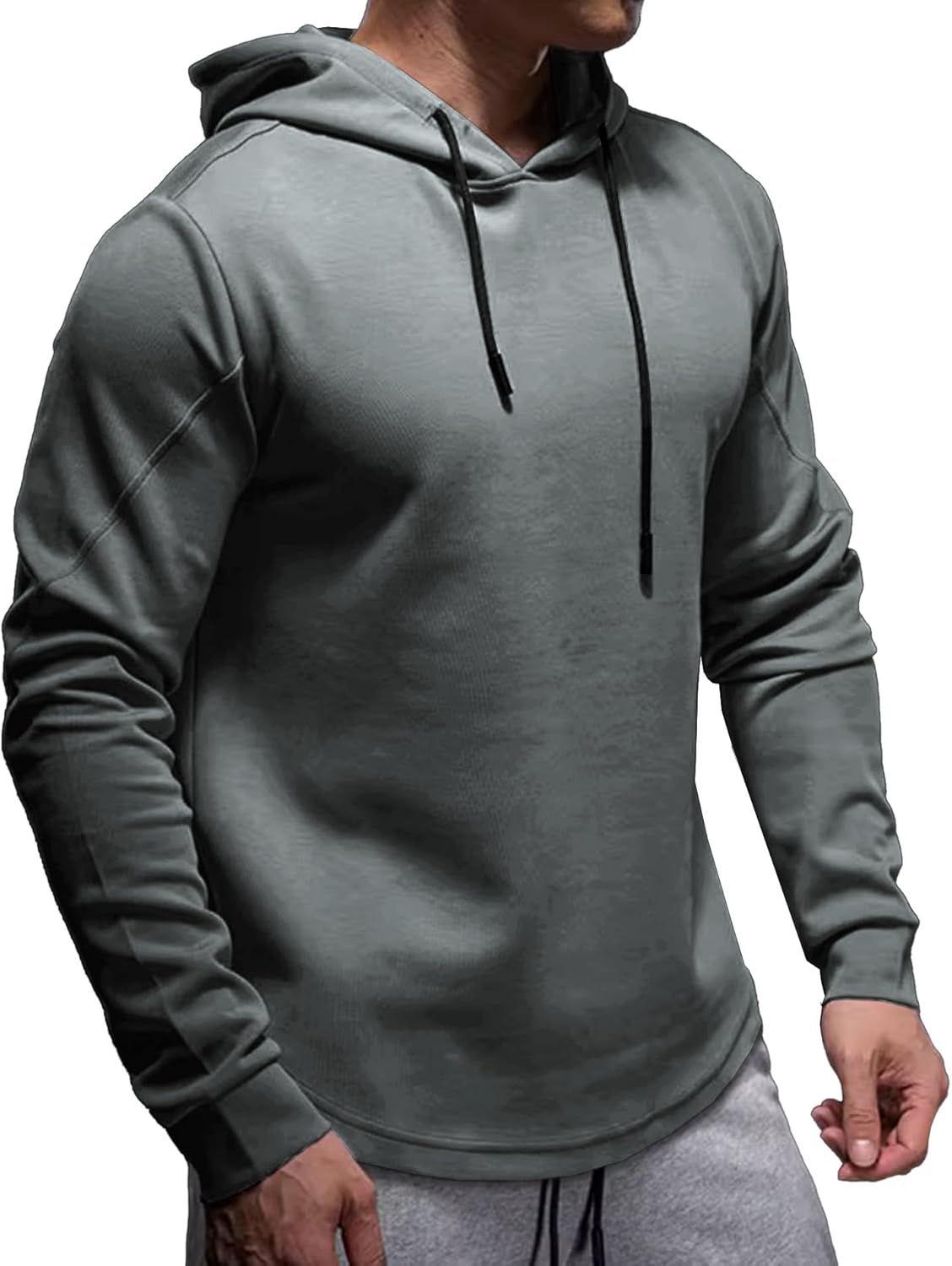 Fioboc Mens Hoodie Curve Hem Hoodies Pullover Classic Fit Sweatshirts Long Sleeve Hoodie S-4XL - Image 2