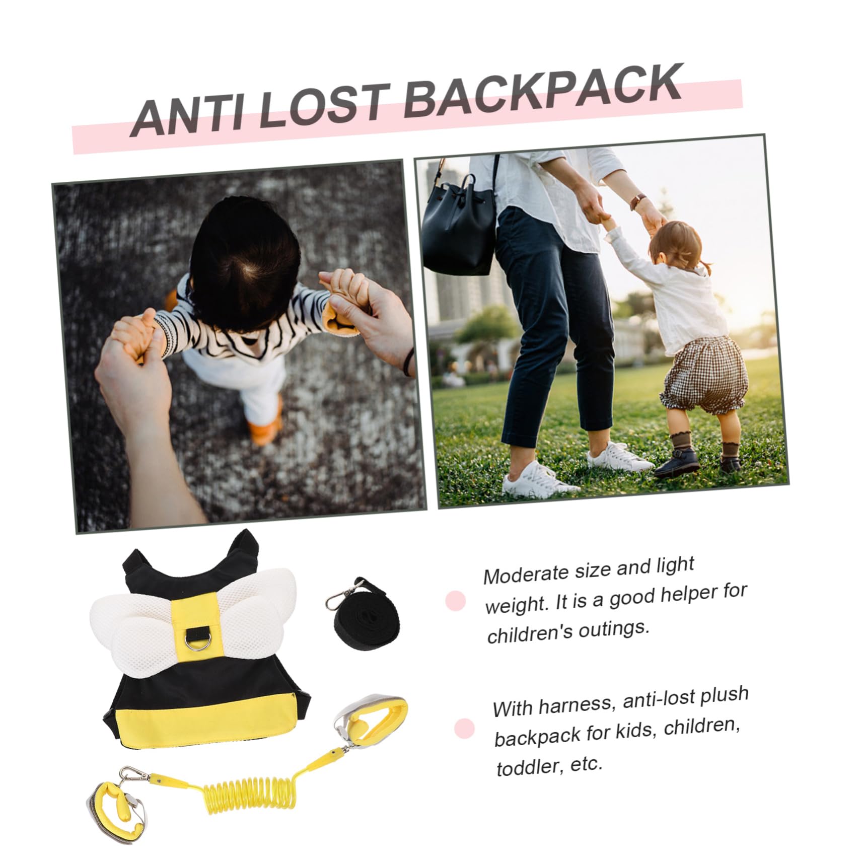 HANABASS 1Set Harness Leash Lost Backpack Leash with Wrist Link for Safe Walking Breathable Comfortable Design for Parents for Outdoor Activities