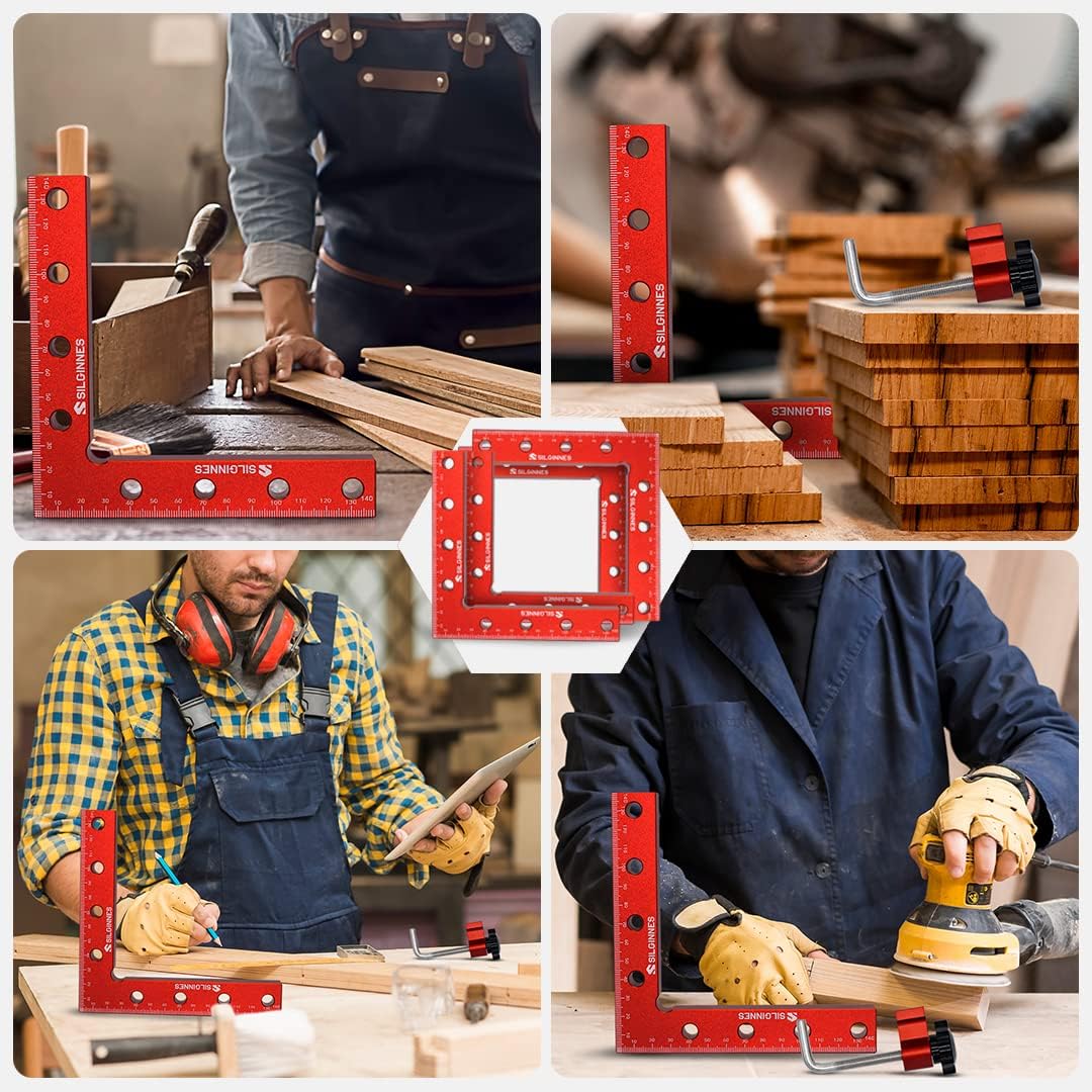 90 Degree Positioning Squares Right Angle Clamps for Woodworking, 4 Pack（5.5"*5.5"）Aluminium Alloy Corner Clamp Woodworking Carpenter Clamping Tool for Picture Frame Box Cabinets Drawers (4)