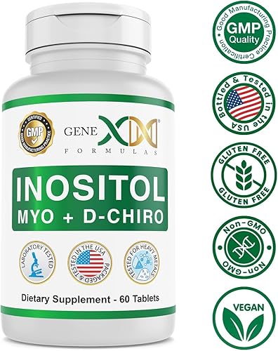 Miniatura 4 de Genex Formulas 40:1 Myo-Inositol 2000mg D-Chiro Inositol 50mg (60 tabletas) Apoya el equilibrio hormonal y la función ovárica - Vegano, sin gluten,