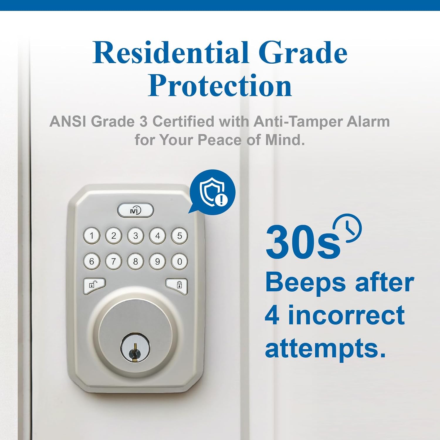 MiLocks Keyless Entry Door Lock with Keypad, Smart Deadbolt for Front Door, LED Backlit, Easy Installation (Satin Nickel)