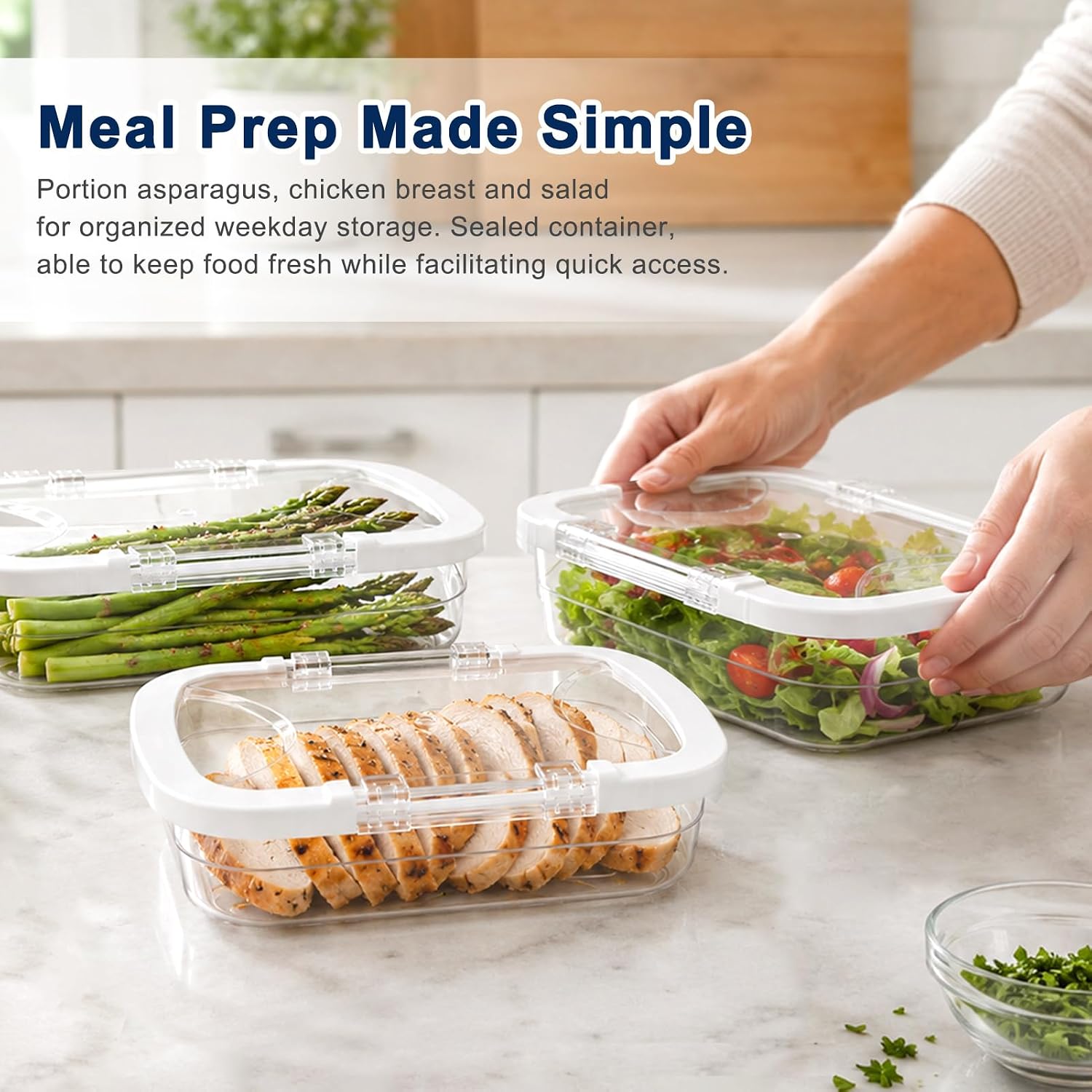 3-Pack Deli Meat Container for Fridge, Clear Cold Cuts Storage Containers with Clip Lock Lids, Stackable Lunch Meat Containers for Refrigerator, Food-Grade Material, Handwash