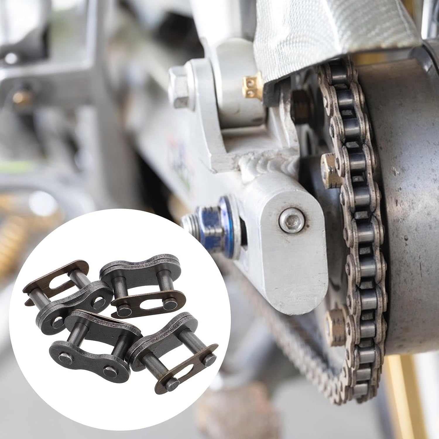 4pcs 520 Roller Chain Connecting Links Heavy Duty Carbon Steel Motorcycle Bike Chain Accessories for Transmission Repair