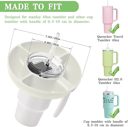 Miniatura 2 de Turfson Bandeja de aperitivos para vaso Stanley de 40 onzas con asa, recipiente para aperitivos Stanley Cup Accessories Botella de agua con popote
