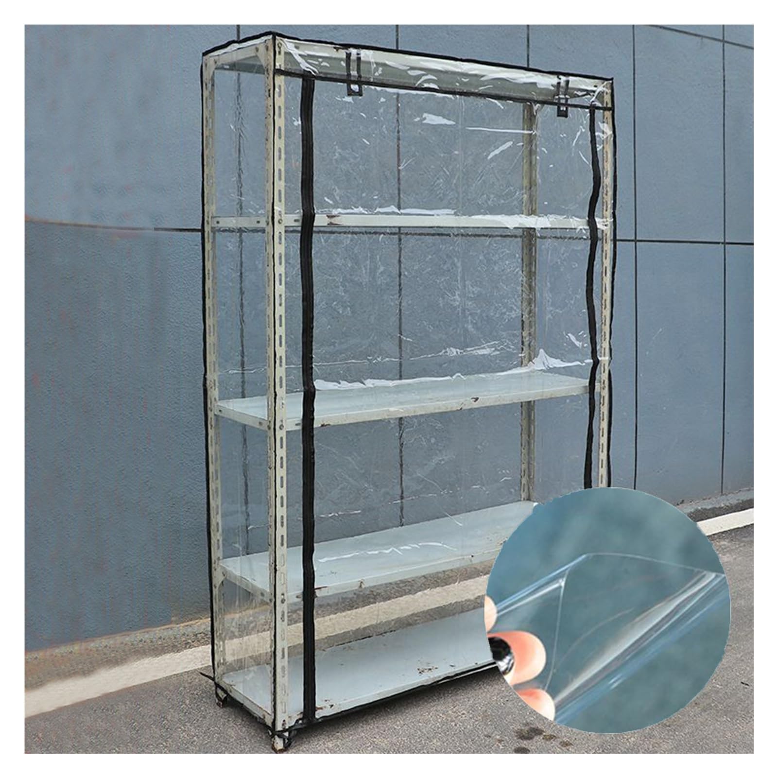 Housses De Protection pour éTagèRes MéTalliques Protege Etagere Vinyle Transparent Rangement Tissu Anti-poussière résistant à l'humidité(90x40x180cm)