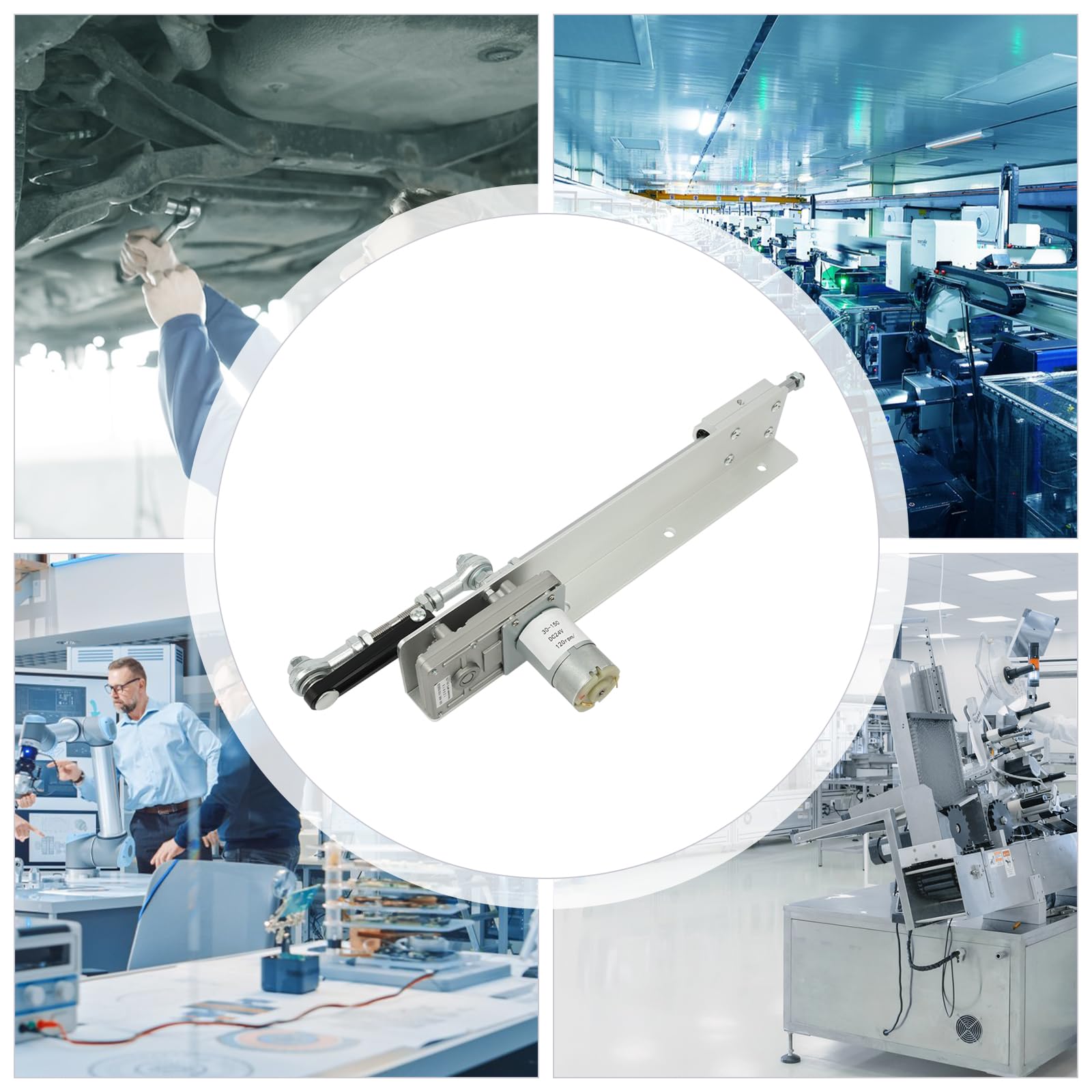 Hubkolben Linearaktuator, DC 24V 120RPM Elektromotor Linearantrieb, Getriebe Einstellbarer Teleskop DIY Motor mit Drehzahlregler Hub 3-15cm