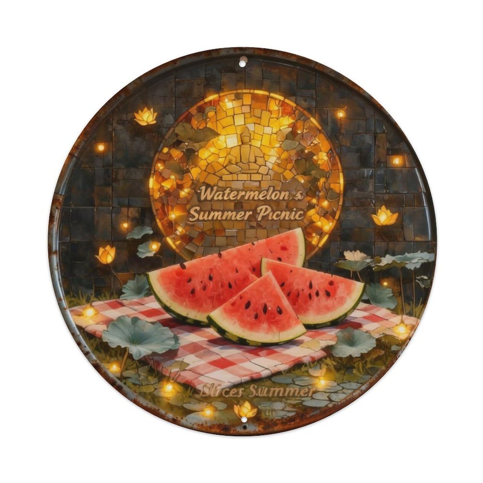Watermelon Slices Summer Picnic Metal Tin Sign Plaque