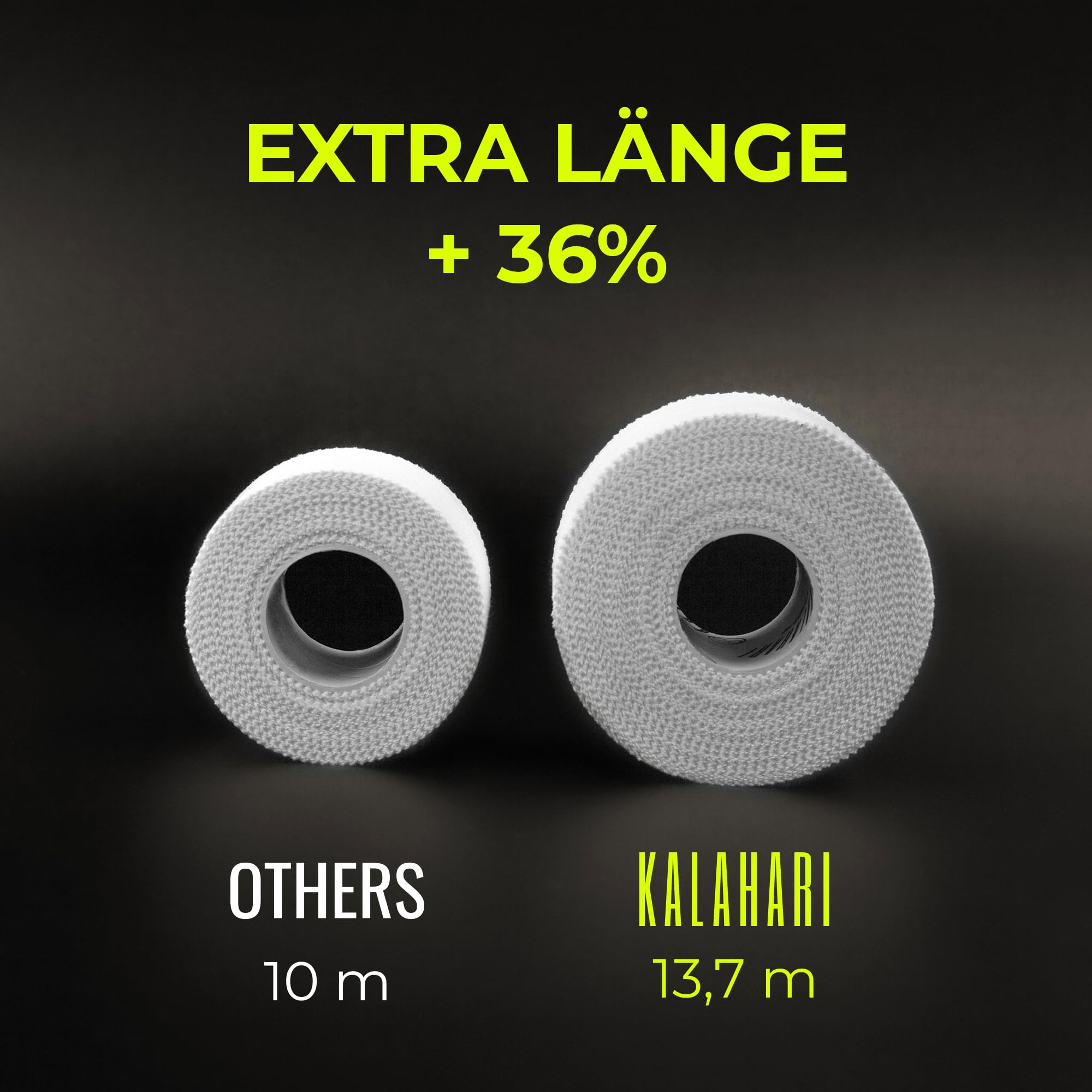 KALAHARI Sporttape extra Lang (Gesamt 184 m), Tapeverband starke Haftung für Finger Volleyball, Klettern, Fußball, Boxen, Taping Sport unelastisch, 100% Baumwolle, 12 Rollen Weiß - 3,8 cm x 13,7 m