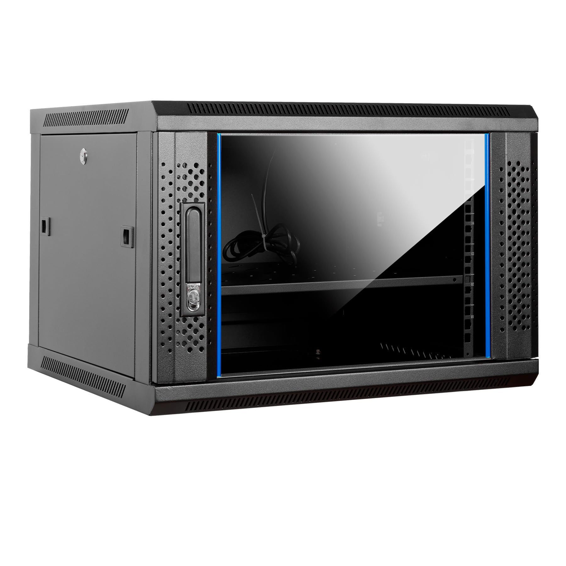 Aiten Data Armario Rack Mural 19" 9U Medidas 600 x 600 x 510 mm. Incluye Bandeja Fija, 1 Ventilador de Techo de 120 mm, Tornillos de Montaje y 2 Llaves